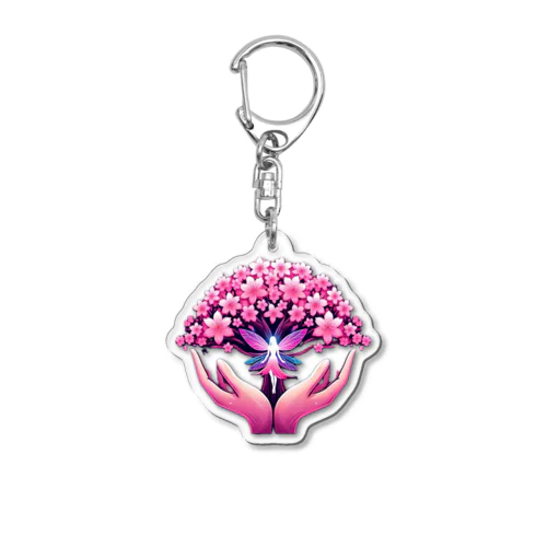 桜と妖精のシルエット2 Acrylic Key Chain