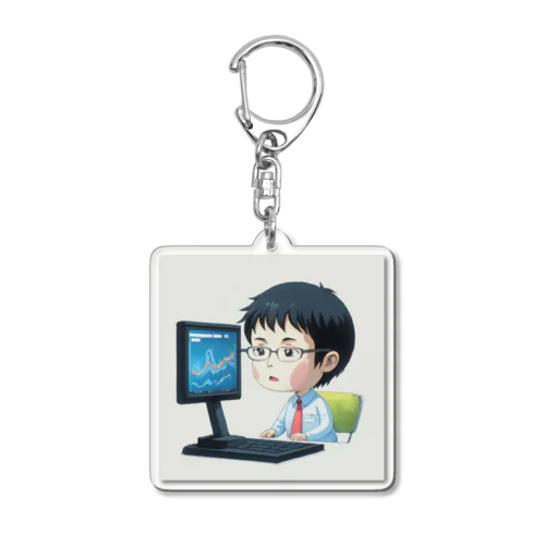 株価チェック中＠サラリーマン Acrylic Key Chain