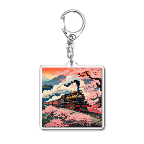 日本の風景:SL 蒸気機関車、 Japanese senery: steam locomotive Acrylic Key Chain