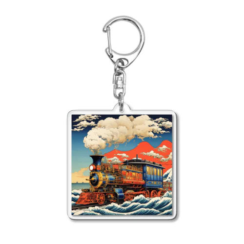 日本の風景:SL 蒸気機関車、Japanese senery:SL Steam locomotive Acrylic Key Chain