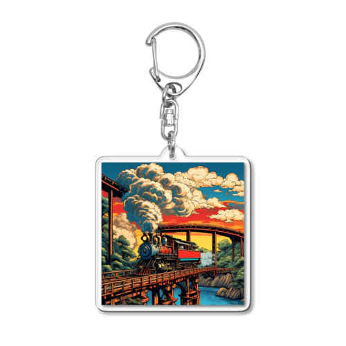 日本の風景:SL 蒸気機関車、Japanese senery:SL Steam locomotive Acrylic Key Chain