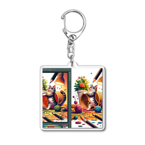 Create_an_illustration_of_a_mischievous_cat_gettin_mischievous_cat Acrylic Key Chain