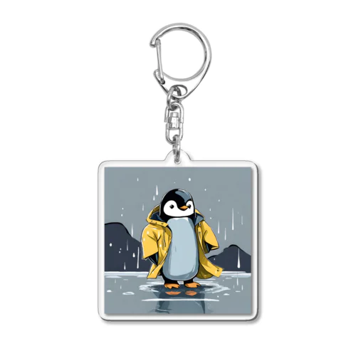 レインコートをつけたペンギン Acrylic Key Chain