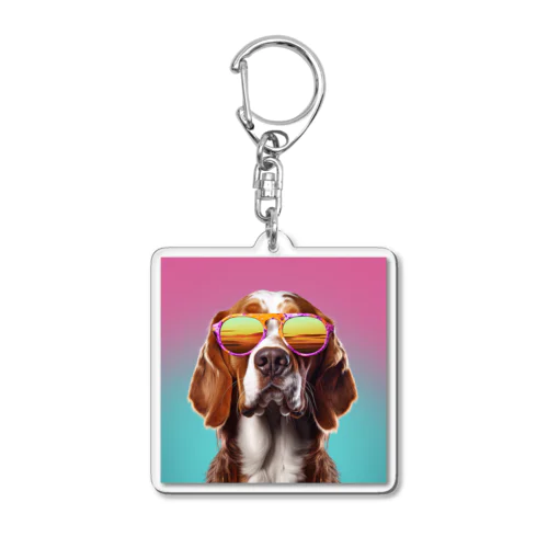 サングラスをかけた、かわいい犬 Marsa 106 Acrylic Key Chain