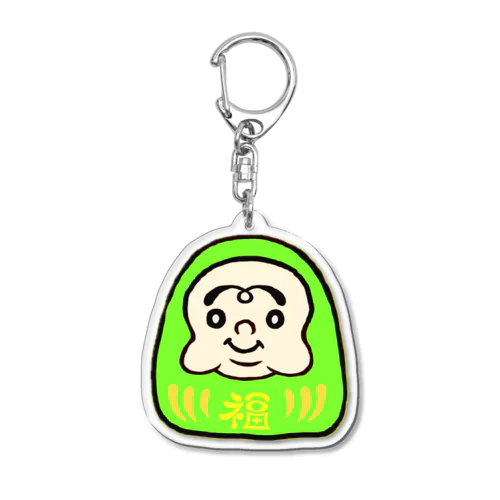 福だるま【緑色】無病息災・精神安定 Acrylic Key Chain