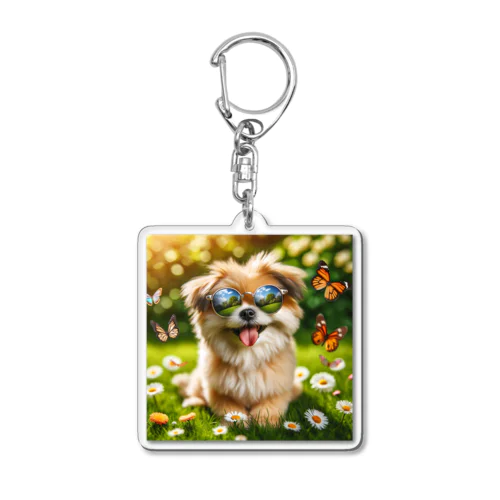 サングラスをかけた、かわいい犬 Marsa 106 Acrylic Key Chain