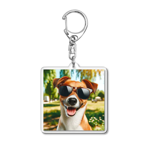 サングラスをかけた、かわいい犬 Marsa 106 Acrylic Key Chain