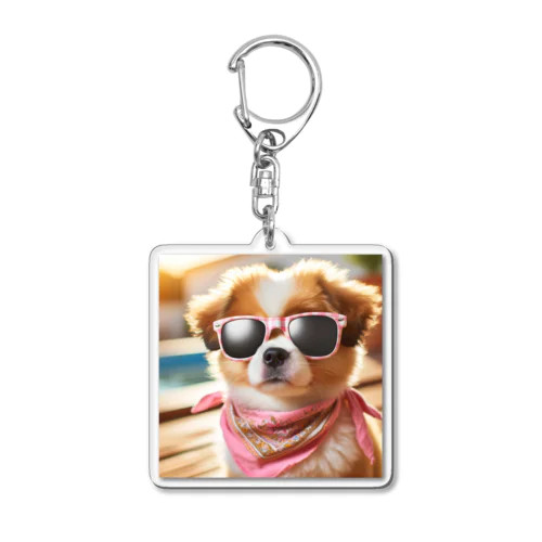 サングラスをかけた、かわいい犬 Marsa 106 Acrylic Key Chain