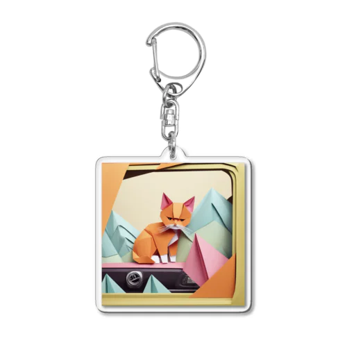 車とこねこ Acrylic Key Chain