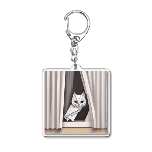 カーテンからこねこ Acrylic Key Chain