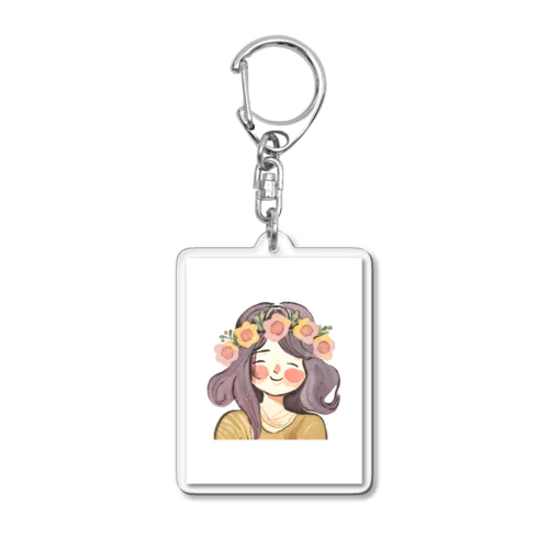 水彩画　花冠の少女 Acrylic Key Chain