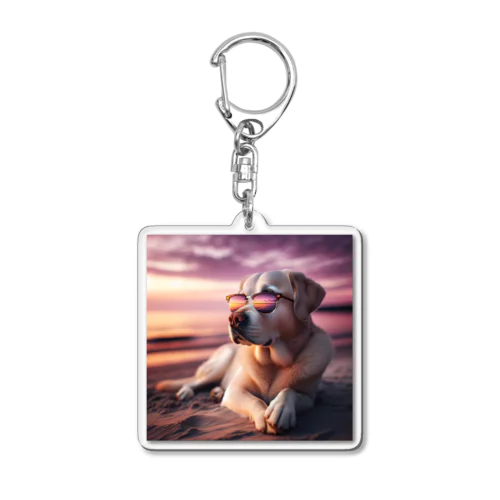 サングラスをかけた、かわいい犬 Marsa 106 Acrylic Key Chain