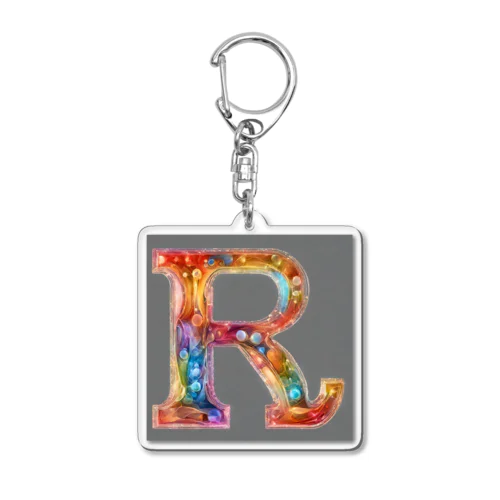 一文字のアルファベットが、美しく装飾されたデザインです Acrylic Key Chain