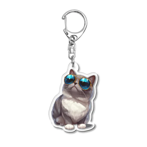 サングラスをかけた、かわいいネコ Marsa 106 Acrylic Key Chain