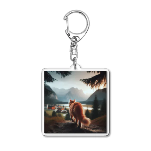 猫の一人歩き Acrylic Key Chain