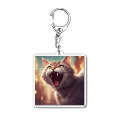 威嚇するねこ Acrylic Key Chain