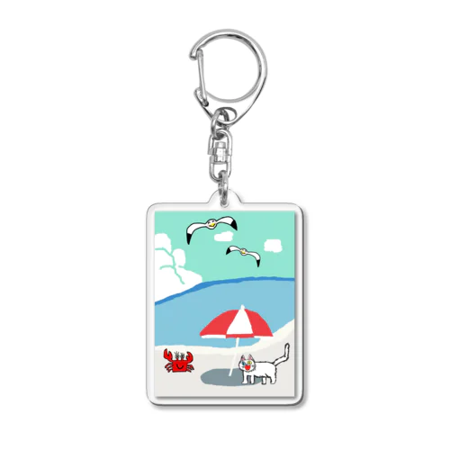 オッドアイの白猫エマメちゃんグッズ Acrylic Key Chain