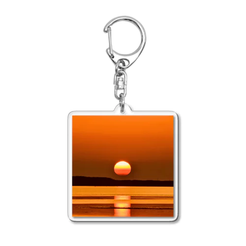 サロマ湖のまん丸夕日 Acrylic Key Chain