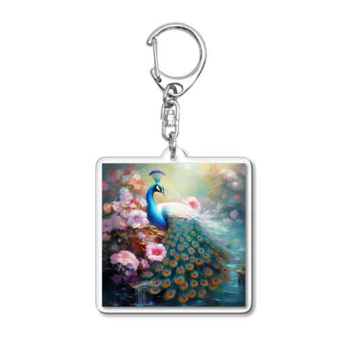 孔雀　なでしこ1478 Acrylic Key Chain