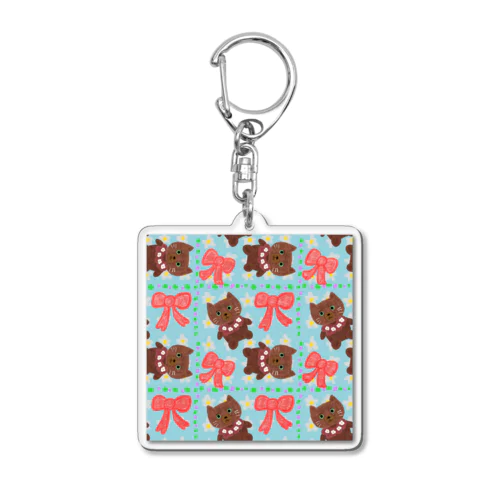 ねこ　総柄 Acrylic Key Chain