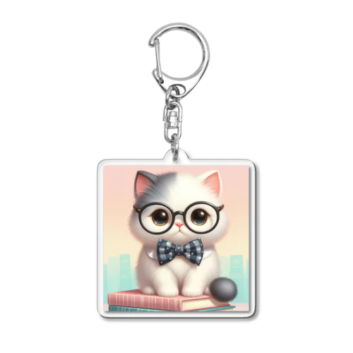 黒めがね猫 Acrylic Key Chain