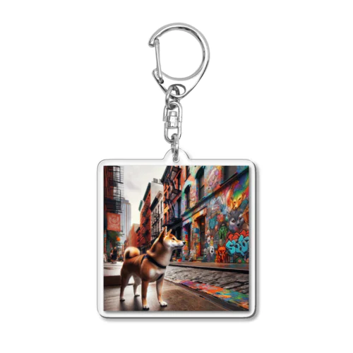 柴犬のNew York散歩 Acrylic Key Chain