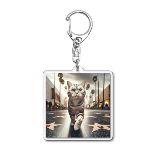 猫のロサンゼルス散歩 Acrylic Key Chain