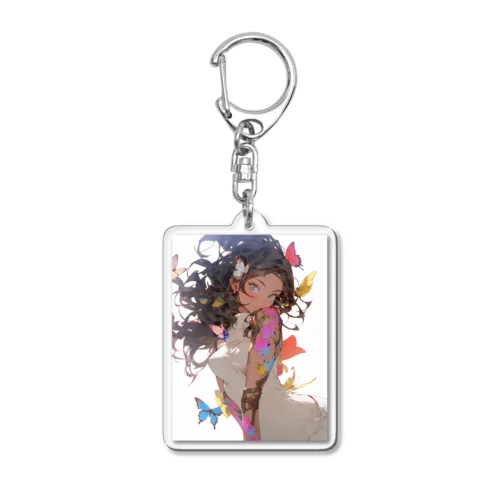 女と蝶　なでしこ1478 Acrylic Key Chain