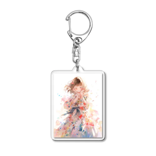 花柄模様の服を着た女性　なでしこ1478 Acrylic Key Chain