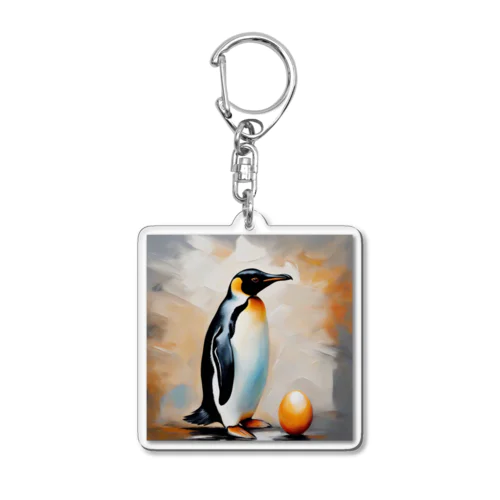 卵を温かく見守っているペンギン Acrylic Key Chain