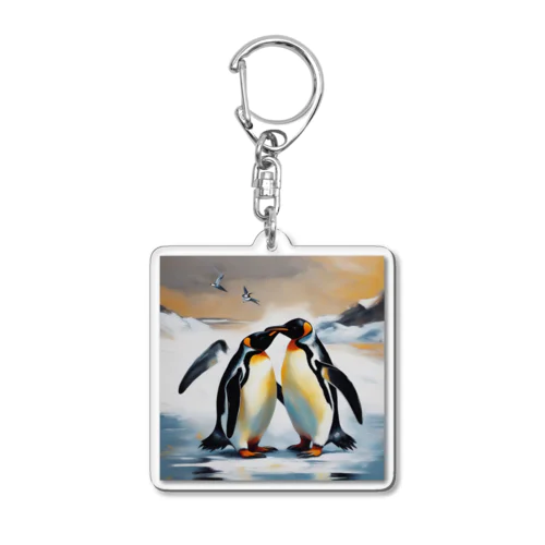 恋の相手に必死に求愛しているペンギン Acrylic Key Chain