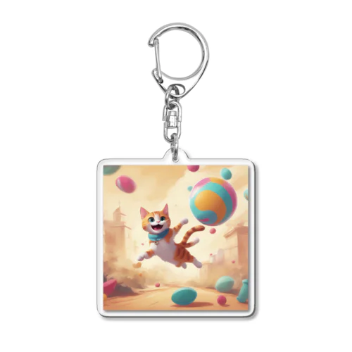 遊んでる猫 Acrylic Key Chain