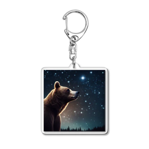 星を眺めるかわいい熊 Acrylic Key Chain