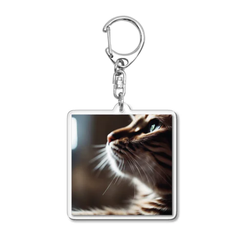 窓辺で風を感じている猫 Acrylic Key Chain