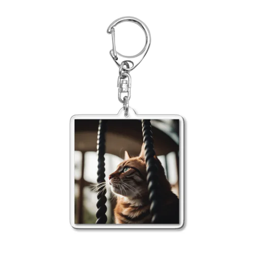 タワーに登っている猫 Acrylic Key Chain