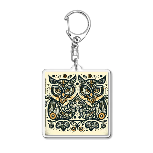 Symmetrical Owls Acrylic Key Chain