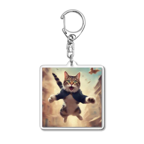 躍動感のある猫 Acrylic Key Chain