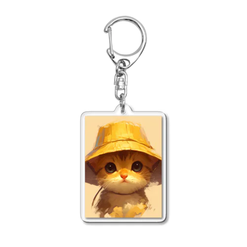 帽子をかぶった可愛い子猫 Marsa Acrylic Key Chain