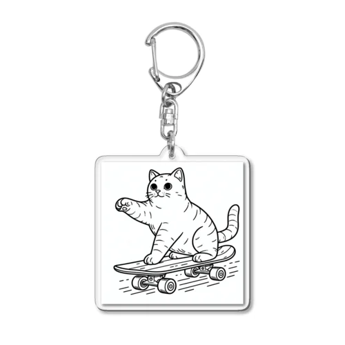 スケートボード猫 Acrylic Key Chain