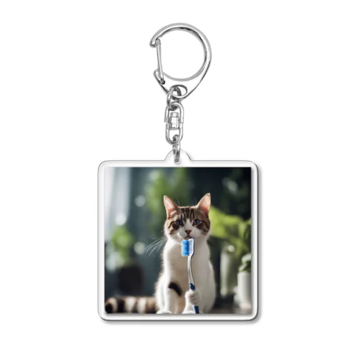 歯ブラシ猫 Acrylic Key Chain