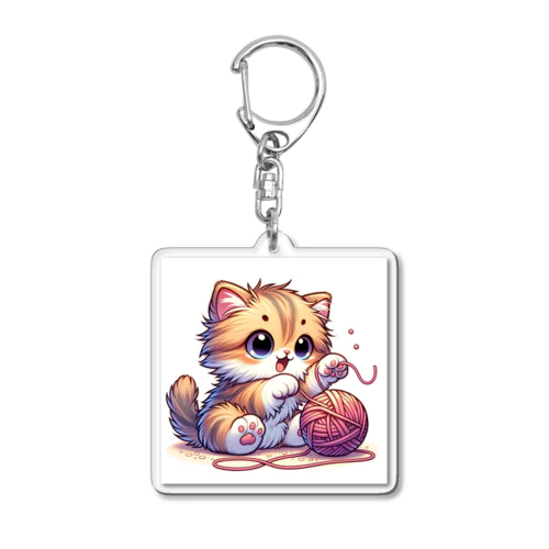 毛糸で遊ぶ子猫 Acrylic Key Chain