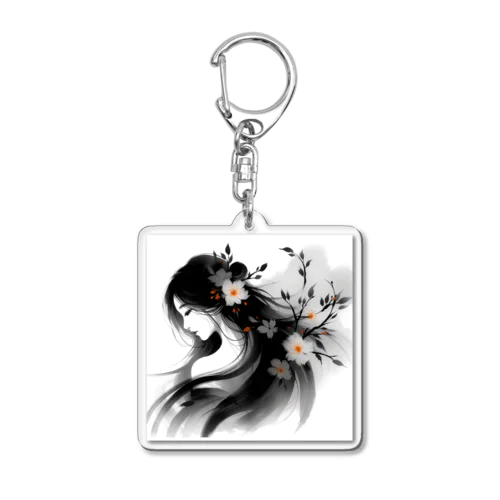 蜜柑色と女性 Acrylic Key Chain