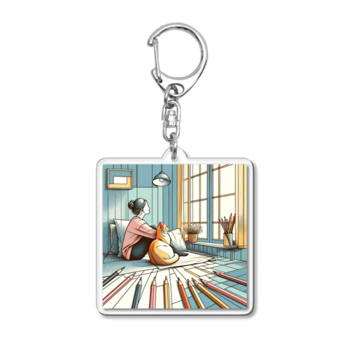 ねことわたし Acrylic Key Chain