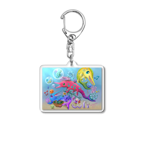 クダギョ、ウタギョ、ホソギョちゃん皆で遊ぼう Acrylic Key Chain