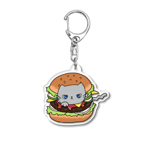 つり目ねこインハンバーガー Acrylic Key Chain