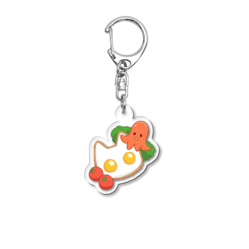 ネコさん目玉焼きとタコさんウインナー Acrylic Key Chain