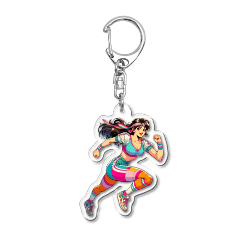 80’sジョギング少女② Acrylic Key Chain