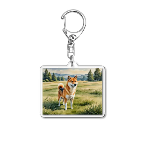 柴犬　Shiba Inu　水彩画風 Acrylic Key Chain