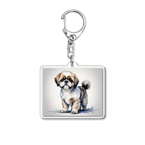 シーズー　Shih Tzu　水彩画風 Acrylic Key Chain