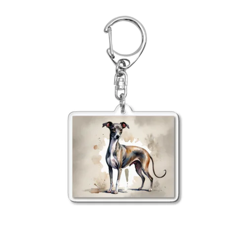 イタリアン・グレイハウンド　Italian Greyhound　水彩画風 Acrylic Key Chain